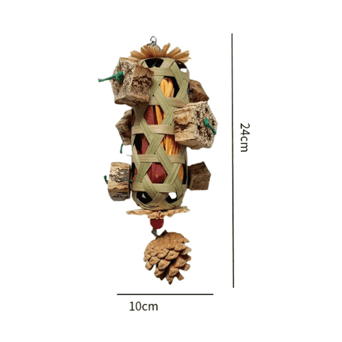 Jouet à mâcher en bois et bambou pour oiseaux