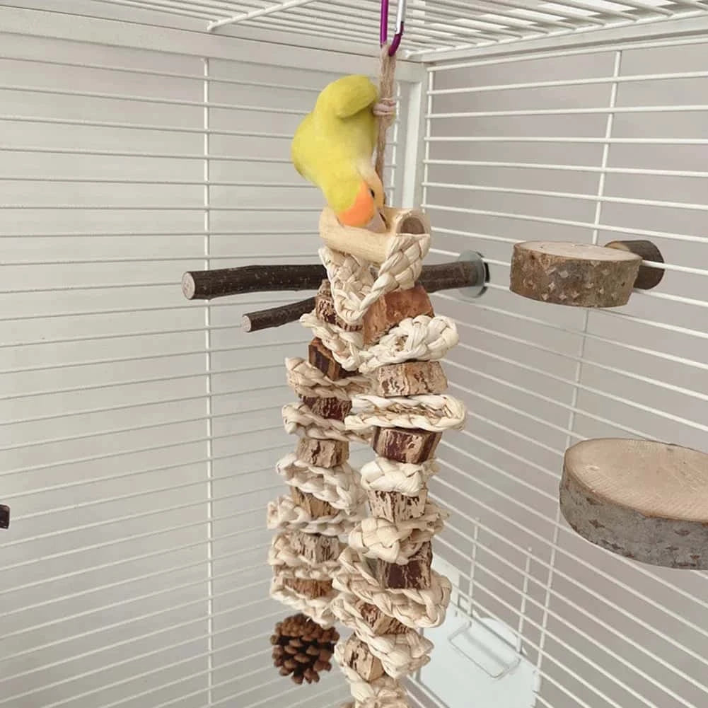 Jouet à mâcher pour oiseaux en feuilles de maïs