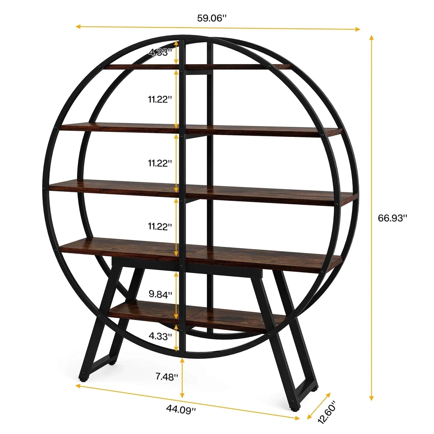 Étagère plante 5 niveaux | Design rond métal gris