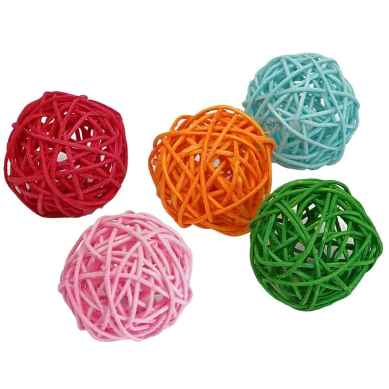 Balles pour oiseaux | Lot de 5 en osier naturel
