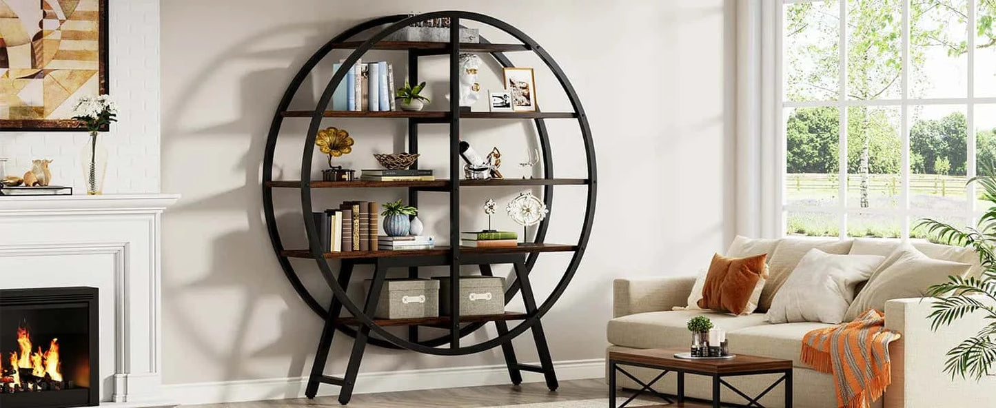 Étagère plante 5 niveaux | Design rond métal gris