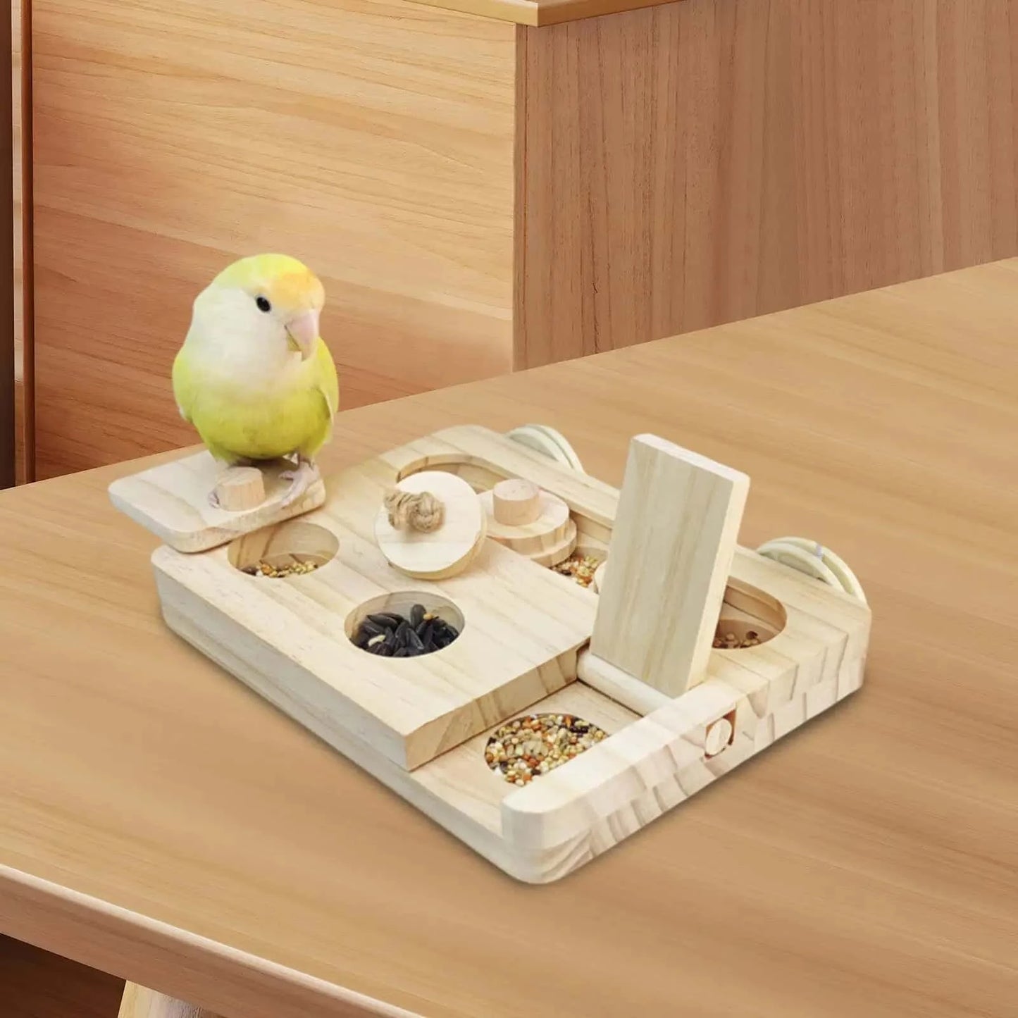 Jouet d’intelligence pour oiseaux | Plateau à friandises en bois