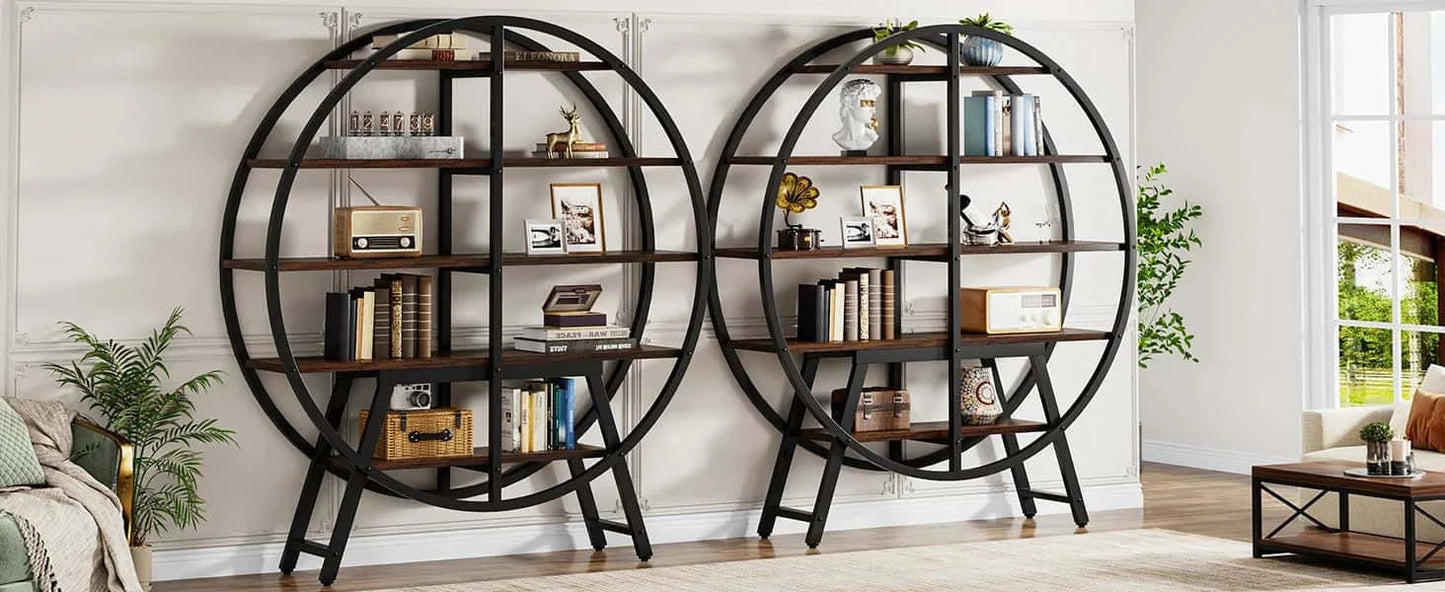 Étagère plante 5 niveaux | Design rond métal gris