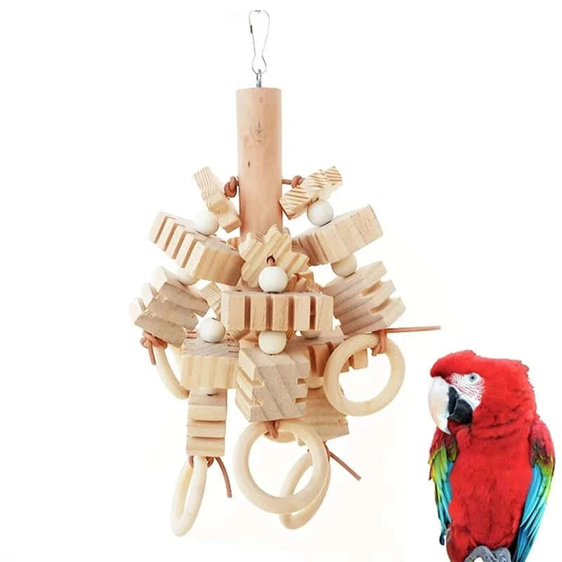Jouet en bois à mâcher pour perroquets | Robuste et naturel