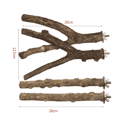 Lot de 4 perchoirs en bois naturel pour petits oiseaux