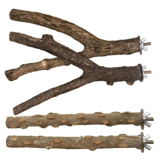Lot de 4 perchoirs en bois naturel pour petits oiseaux