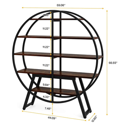 Étagère plante 5 niveaux | Design rond métal gris