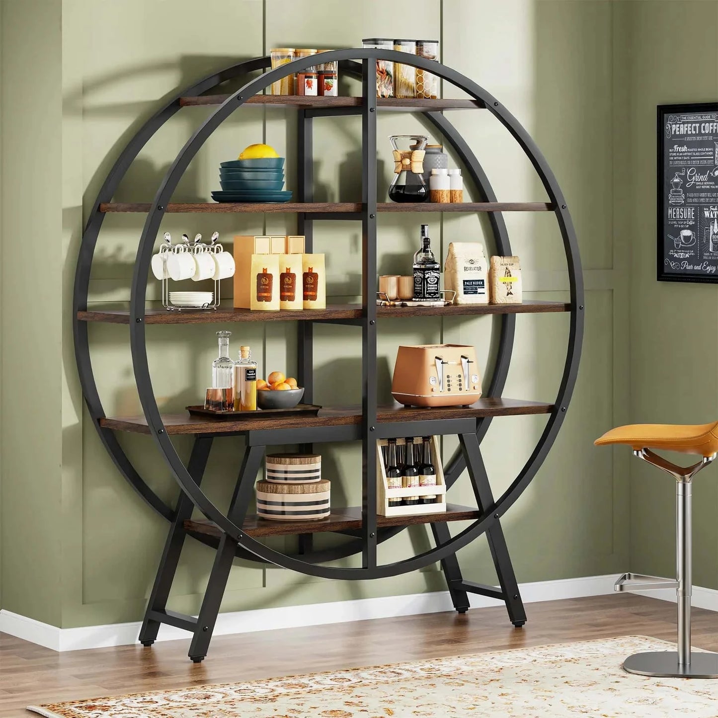 Étagère plante 5 niveaux | Design rond métal gris