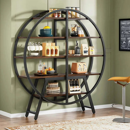 Étagère plante 5 niveaux | Design rond métal gris