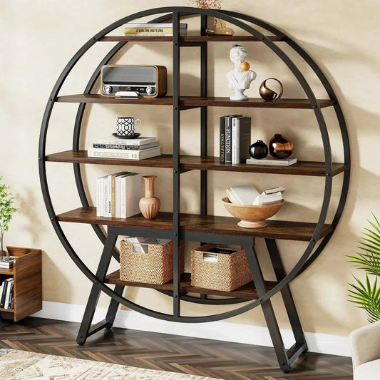 Étagère plante 5 niveaux | Design rond métal gris