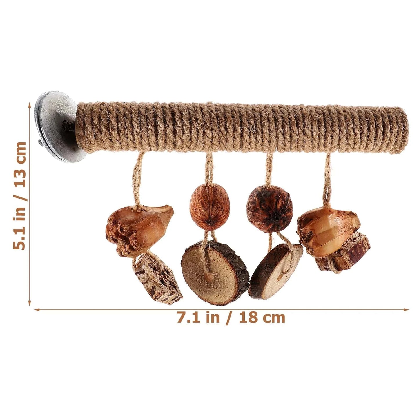 Perchoir en bois pour oiseaux | Fixation à vis & Jouets suspendus
