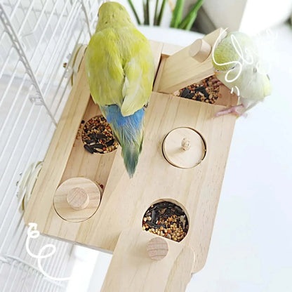 Jouet d’intelligence pour oiseaux | Plateau à friandises en bois