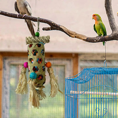 Jouet à mâcher en bois et bambou pour oiseaux