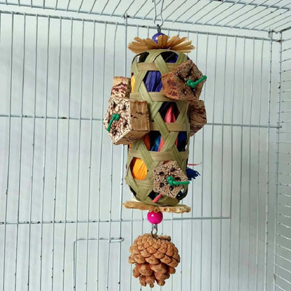 Jouet à mâcher en bois et bambou pour oiseaux