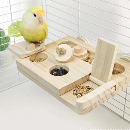 Jouet d’intelligence pour oiseaux | Plateau à friandises en bois