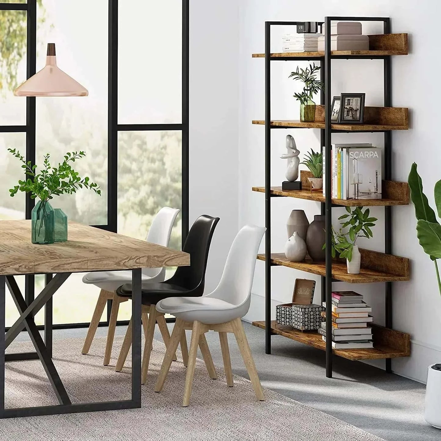 Étagère plante 5 niveaux en métal noir | Style industriel