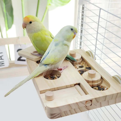 Jouet d’intelligence pour oiseaux | Plateau à friandises en bois
