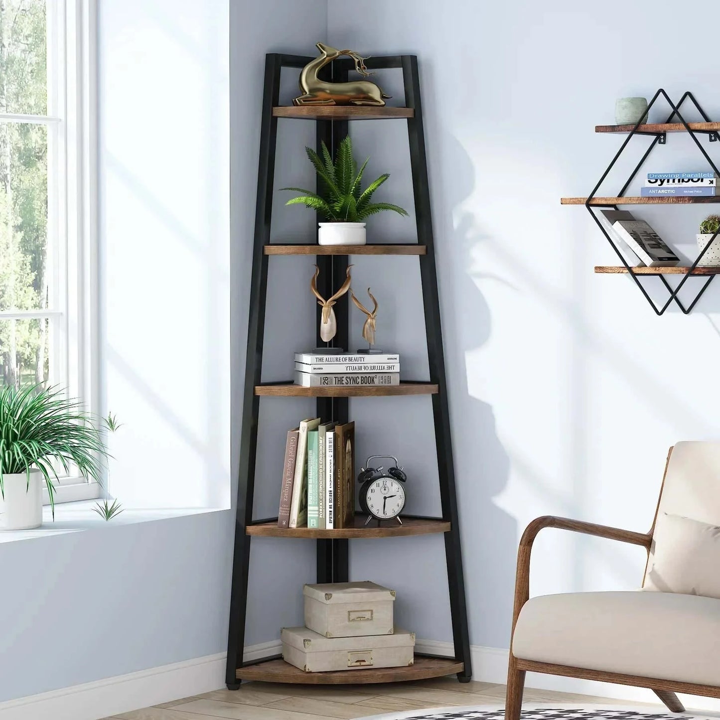 Étagère plante d'angle | élégance Vintage