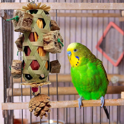 Jouet à mâcher en bois et bambou pour oiseaux