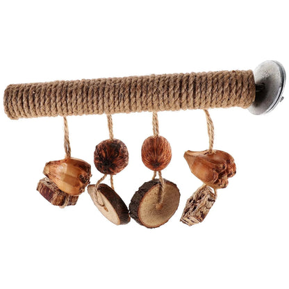 Perchoir en bois pour oiseaux | Fixation à vis & Jouets suspendus