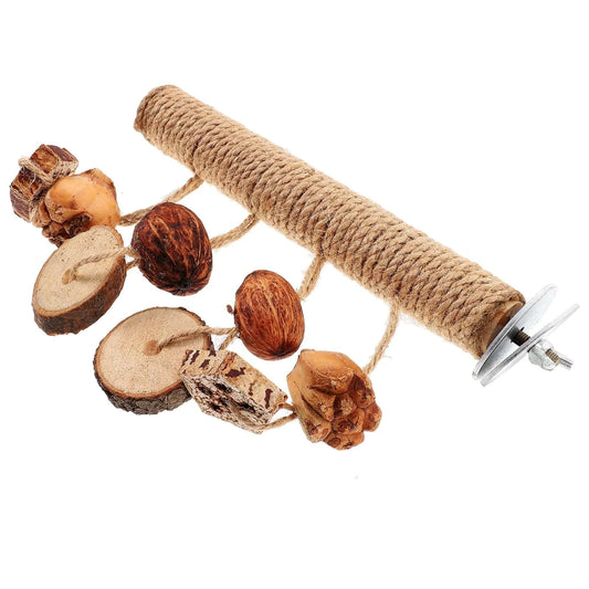 Perchoir en bois pour oiseaux | Fixation à vis & Jouets suspendus