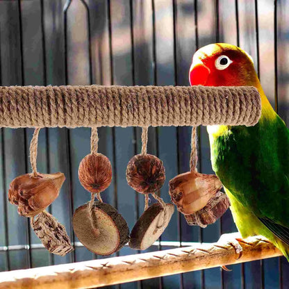 Perchoir en bois pour oiseaux | Fixation à vis & Jouets suspendus