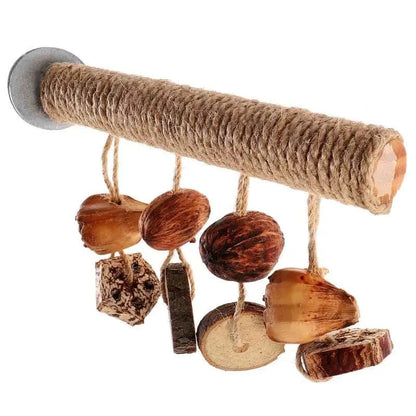Perchoir en bois pour oiseaux | Fixation à vis & Jouets suspendus